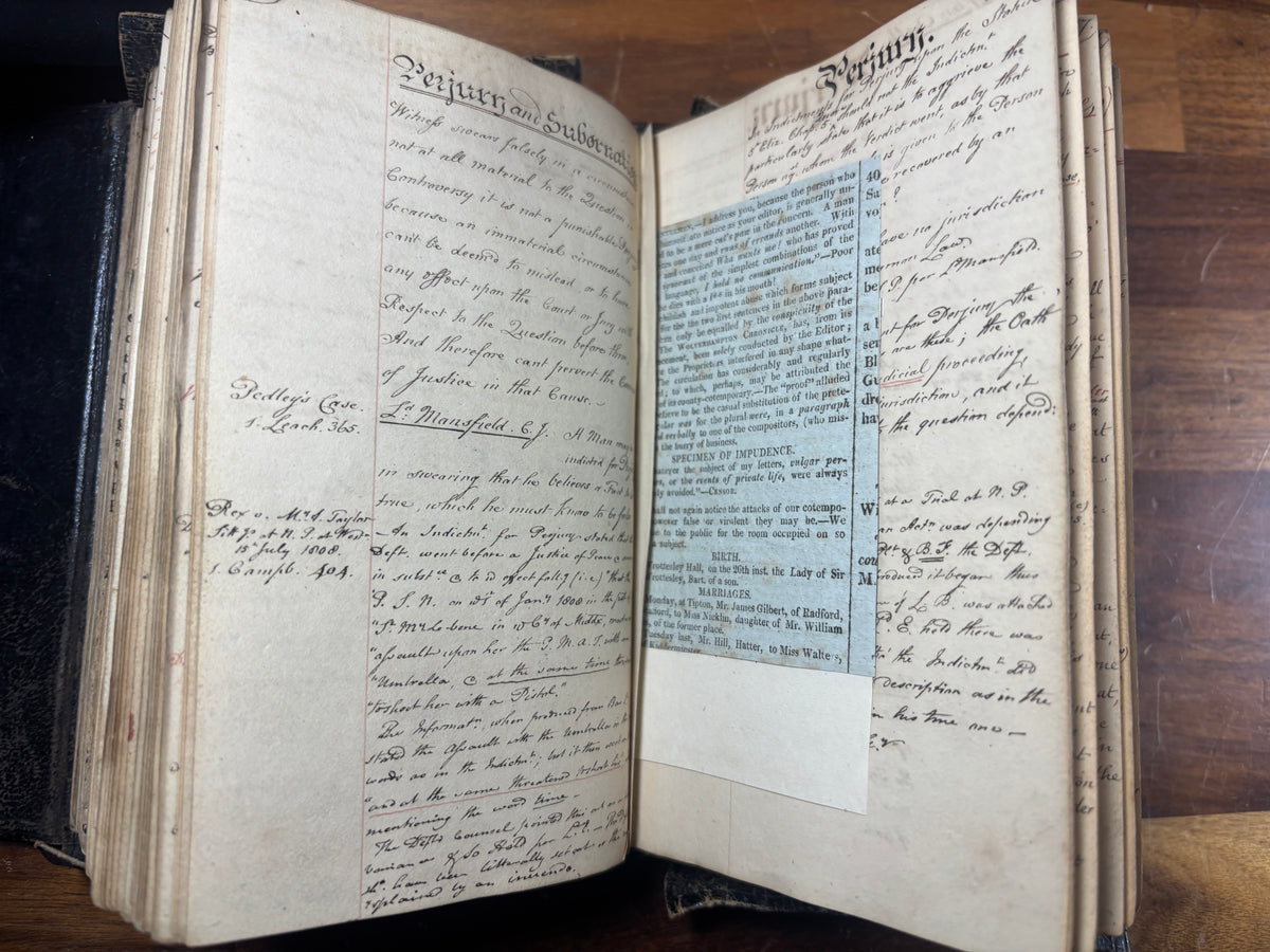 Early 19th Century Legal Manuscript Commonplace Book, Sir George Chetwynd, MP & Barrister,  c.1820