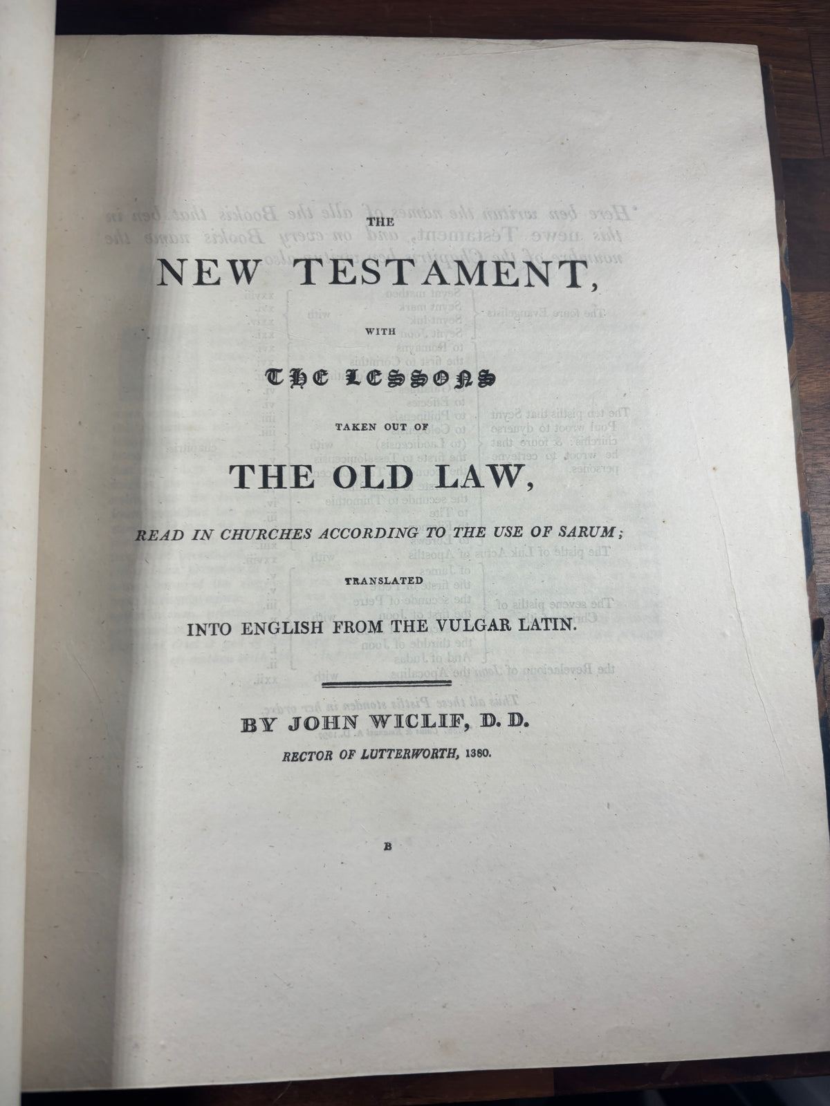 1810 John Wycliffe New Testament Facsimile, First Baber Edition, Early English Bible