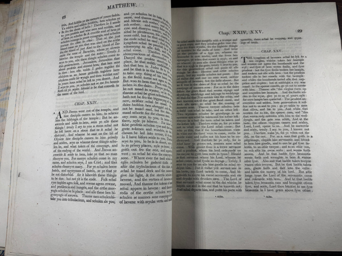 1810 John Wycliffe New Testament Facsimile, First Baber Edition, Early English Bible