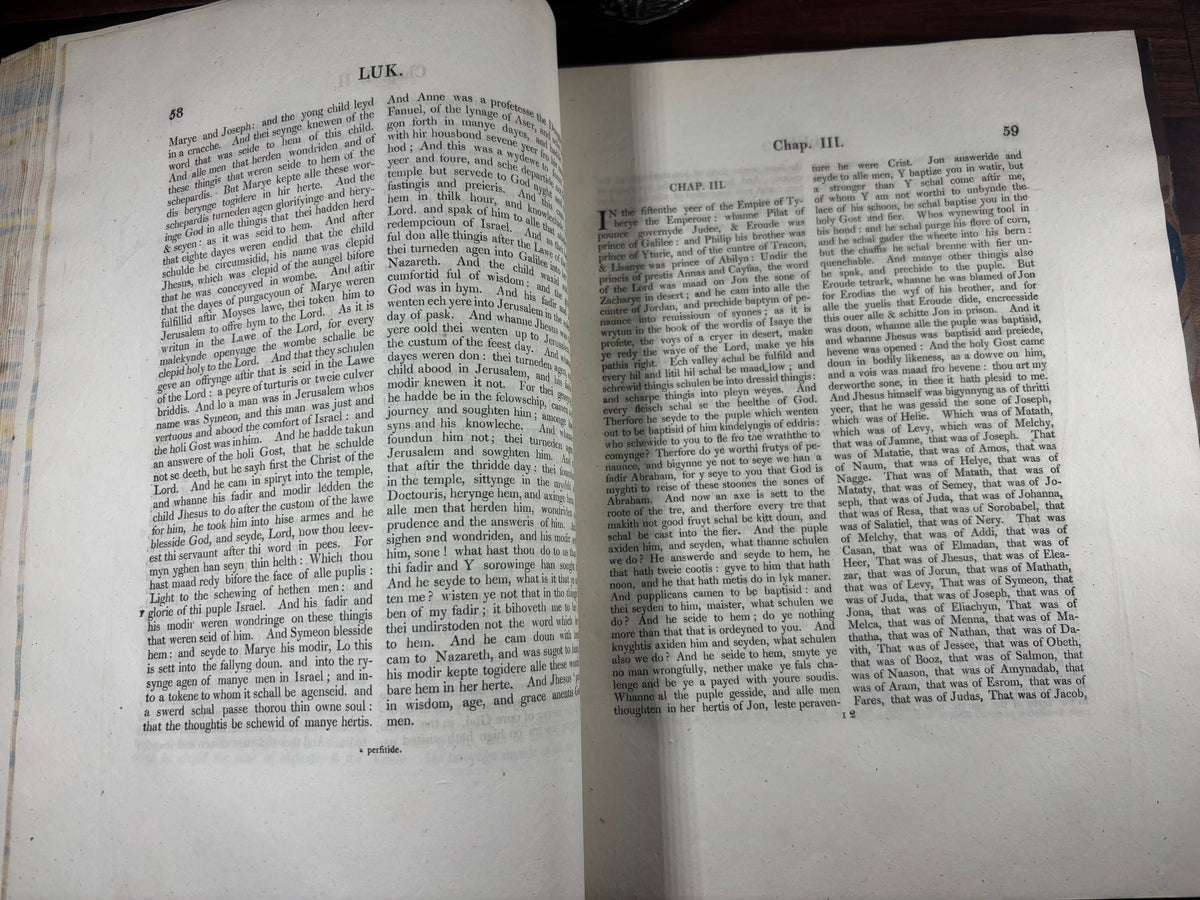 1810 John Wycliffe New Testament Facsimile, First Baber Edition, Early English Bible
