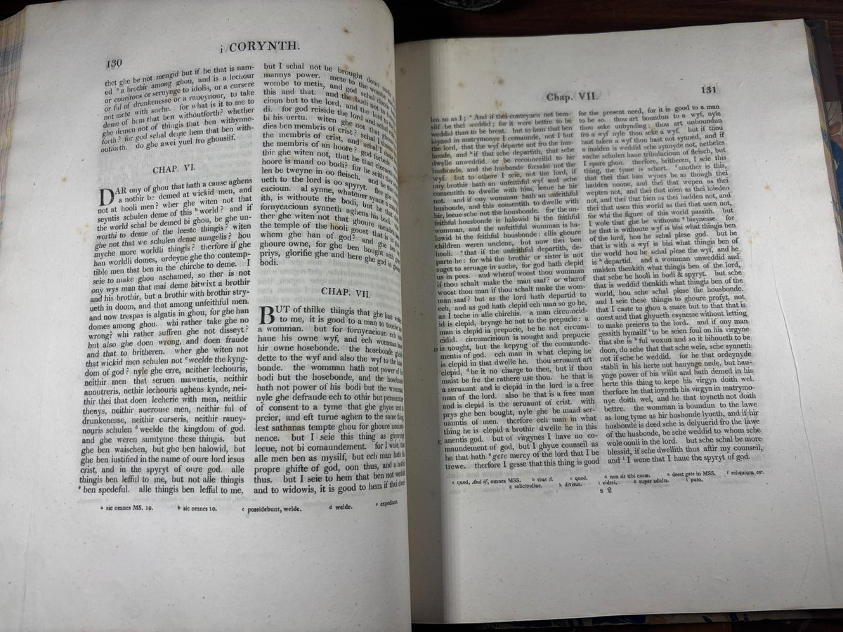 1810 John Wycliffe New Testament Facsimile, First Baber Edition, Early English Bible