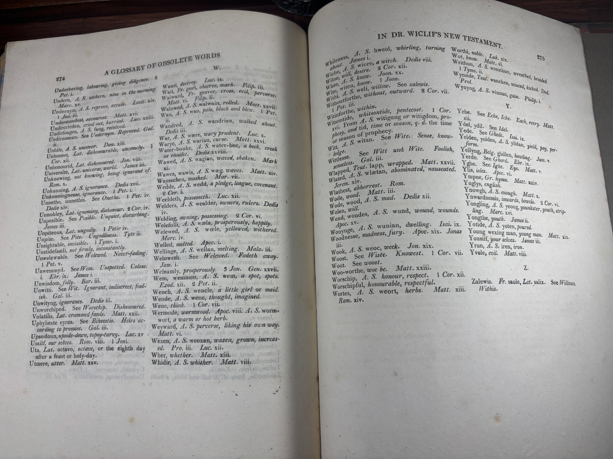 1810 John Wycliffe New Testament Facsimile, First Baber Edition, Early English Bible