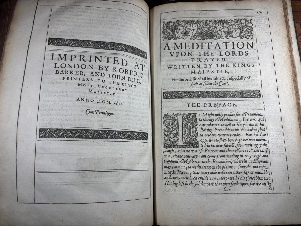 1620 King James Collected Works, 1616 Title Page, Daemonologie, Shakespeare Era