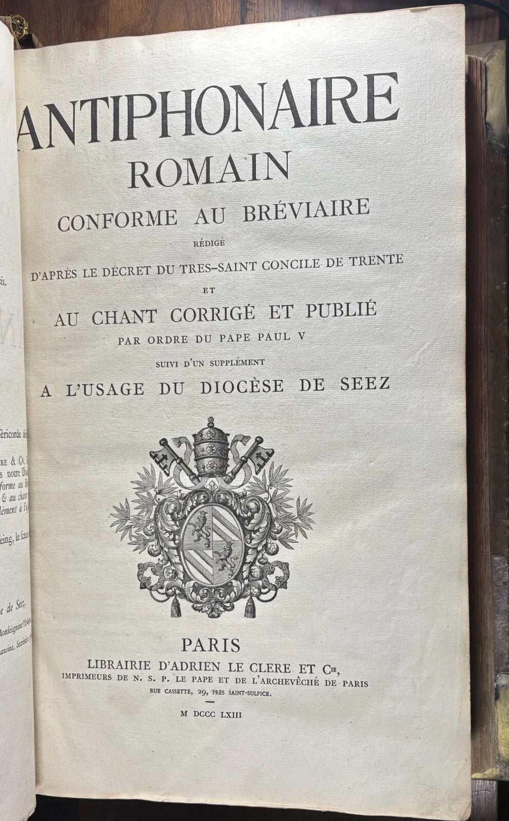 French Gregorian Chant Antiphonary W/ Metal Work – Inscribed by Pope John XXIII